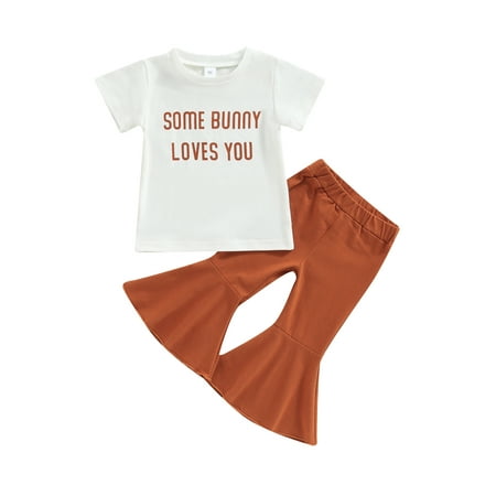 Sunisery Toddler Baby Girls Easter Clothes Short Sleeve Bunny Letter Print T-Shirt Top High Waist Flared Pants 2PCS Outfits Brown 2-3 Years
Sunisery Toddler Baby Girls Easter Clothes Short Sleeve Bunny Letter Print T-Shirt Top High Waist Flared Pants 2PCS Outfits Brown 2-3 Years
