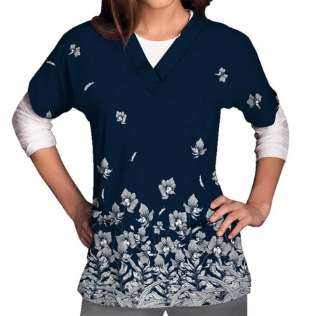 Women Scrubs Tops Loose Fit Tops For Summer Short Sleeve Tops Casual Flower Print Workwear V Neck Pockets Workwear Nurse Workwear
Women Scrubs Tops Loose Fit Tops For Summer Short Sleeve Tops Casual Flower Print Workwear V Neck Pockets Workwear Nurse Workwear
