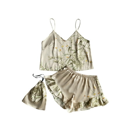 Women s Satin Pajamas Sets Bridesmaid Pjs Floral Slik Cami Tops + Ruffle Shorts Set Summer Sleepwear
Women s Satin Pajamas Sets Bridesmaid Pjs Floral Slik Cami Tops + Ruffle Shorts Set Summer Sleepwear