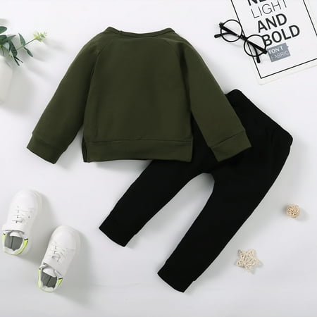 Kucnuzki 2T Toddler Boy Fall-Winter Outfits Pants Sets 3T Toddler Boy Long Sleeve Babe Letter Prints Cozy Sweatshirt Tops Elastic Pants 2PCS Set Black
Kucnuzki 2T Toddler Boy Fall-Winter Outfits Pants Sets 3T Toddler Boy Long Sleeve Babe Letter Prints Cozy Sweatshirt Tops Elastic Pants 2PCS Set Black