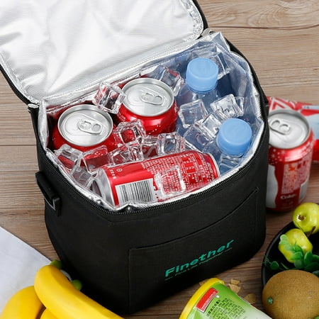 Finether Waterproof Large Cooler Tote Bag, Food Storage Container Set with Shoulder Strap and Front Pouch, for Lunch Box and Food Container, Black