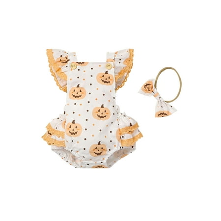 My First Halloween Infant Baby Girl Cartoon Pumpkin Print Flying Sleeve Romper + Bow Headband Clothes Set
My First Halloween Infant Baby Girl Cartoon Pumpkin Print Flying Sleeve Romper + Bow Headband Clothes Set