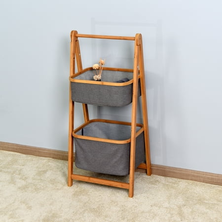 EEPHO Living Room 2-Tier Storage Rack Bedroom Bamboo Rack 17.32 x 13 x 38.9 inch