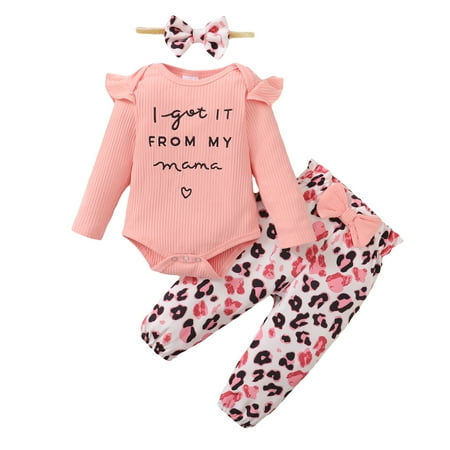 KIMI BEAR Baby Girls Romper Outfits 3 Months Newborn Girls Fall Winter Clothing Set Letter Print Long Sleeve Jumpsuit Leopard Pants Headband 3PCs Set 3-6 Months Pink
KIMI BEAR Baby Girls Romper Outfits 3 Months Newborn Girls Fall Winter Clothing Set Letter Print Long Sleeve Jumpsuit Leopard Pants Headband 3PCs Set 3-6 Months Pink