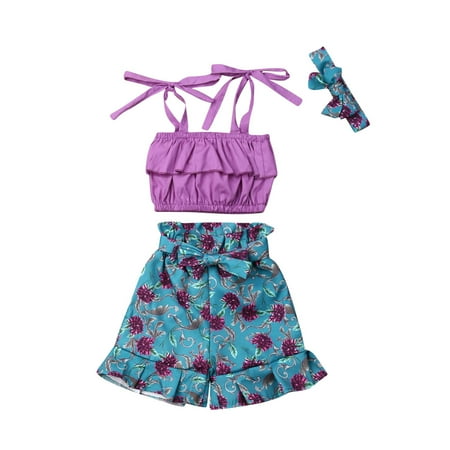 Toddler Girls Summer 3Pcs Outfits Tracksuits Tie Up Crop Tops and Floral Shorts and Hairband Set
Toddler Girls Summer 3Pcs Outfits Tracksuits Tie Up Crop Tops and Floral Shorts and Hairband Set