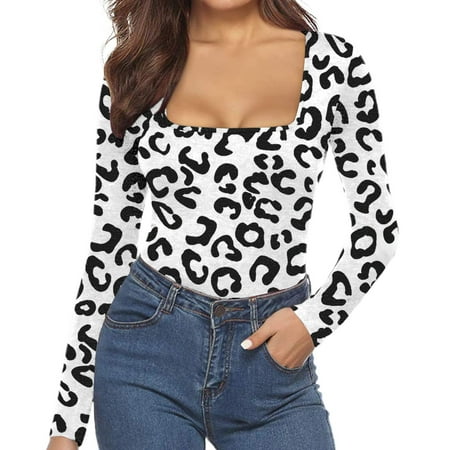 cllios Long Sleeve Bodysuit for Women Square Neck Stretchy Sexy Leopard Print Slim Fit Tops Comfy Bodycon Jumpsuit Shapewear
cllios Long Sleeve Bodysuit for Women Square Neck Stretchy Sexy Leopard Print Slim Fit Tops Comfy Bodycon Jumpsuit Shapewear