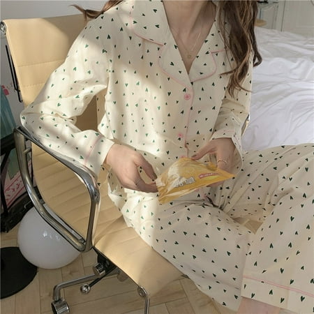 Cotton Pajamas Women Summer Long-sleeved Trousers Two-piece Suit Women‘s Satin Loose Printed Home Wear Casual Fashion Pajamas
Cotton Pajamas Women Summer Long-sleeved Trousers Two-piece Suit Women‘s Satin Loose Printed Home Wear Casual Fashion Pajamas