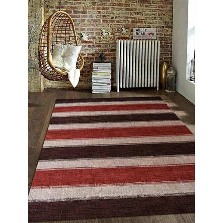 6 x 9 ft. Contemporary Hand Knotted Loom Wool Area Rug, Brown & Beige