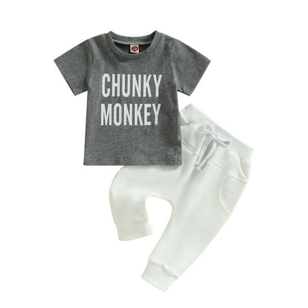 Qtinghua 2Pcs Infant Newborn Baby Boys Clothes Short Sleeve Letters Print T-shirt with Pants Summer Outfits Gray 18-24 Months
Qtinghua 2Pcs Infant Newborn Baby Boys Clothes Short Sleeve Letters Print T-shirt with Pants Summer Outfits Gray 18-24 Months