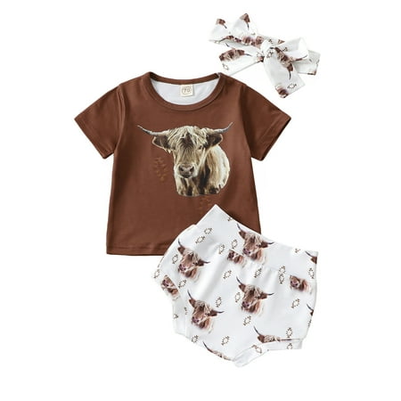 Kids Infant Baby Girls Clothes Short Sleeve Bull Print Tops Shorts Outfits Headband Coffee 0-6 Months
Kids Infant Baby Girls Clothes Short Sleeve Bull Print Tops Shorts Outfits Headband Coffee 0-6 Months