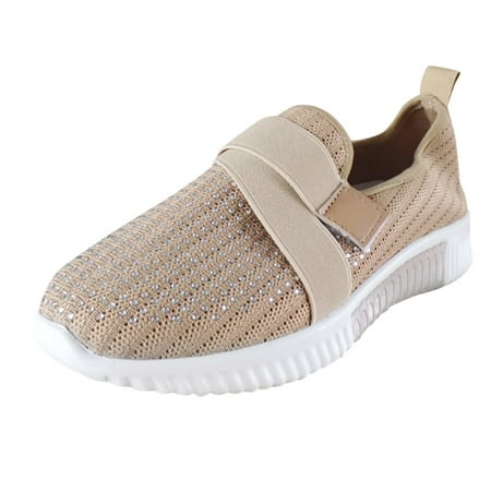 TOYFUNNY Womens Shoes Thick Sole Casual Slip-On Casual Shoes Solid Color Sneakers