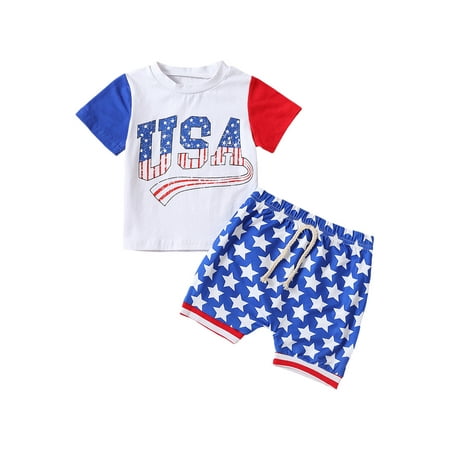 4th Of July Baby Boy Clothes Toddler Summer Outfit Short Sleeve Crew Neck T-Shirt Tee Tops with Star Shorts 2Pcs Clothes Set
4th Of July Baby Boy Clothes Toddler Summer Outfit Short Sleeve Crew Neck T-Shirt Tee Tops with Star Shorts 2Pcs Clothes Set