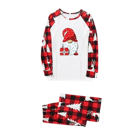 

Honeeladyy Parent-child Warm Christmas Set Printed Home Wear Pajamas Two-piece Dad Set Red Clearance under 10$