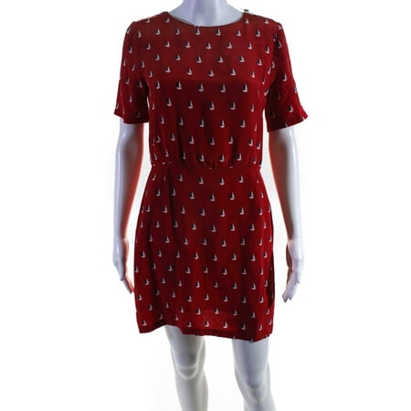 Pre-owned|Boy. Band Of Outsiders Womens Sailboat Print Mini Sheath Dress Red Size 1