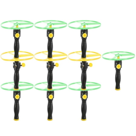 10 Sets Flying Disc Toy Pull String Saucer Toy Flying Saucer Toy Kids Outdoor Toys