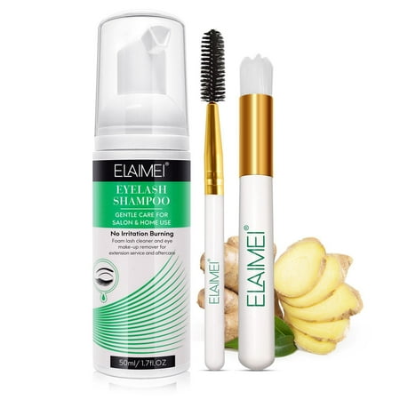 Eyelash Extension Foam Cleanser Shampoo 50ml & Brush Foaming Wash Lash