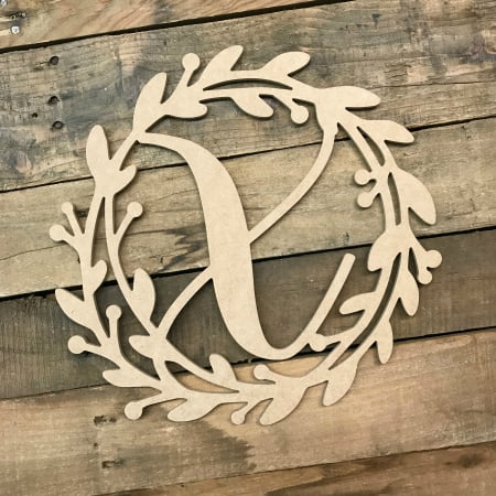 Wooden Cursive Wreath Frame Monogram X Wood Letter Cutout Build A