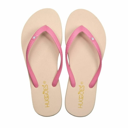 Huggoes - Misty Natural Rubber Comfort flip flops for Women - Beige/Pink