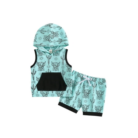 Arvbitana Baby Boy Summer Outfits Sleeveless Cow Head Print Hooded Vest + Stretch Shorts Casual Western Set for Kids 2Pcs 0-3T
Arvbitana Baby Boy Summer Outfits Sleeveless Cow Head Print Hooded Vest + Stretch Shorts Casual Western Set for Kids 2Pcs 0-3T