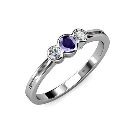 Iolite and Diamond (SI2-I1 G-H) Three Stone Ring 0.48 ct tw in 14K White Gold.size 7.0
Iolite and Diamond (SI2-I1 G-H) Three Stone Ring 0.48 ct tw in 14K White Gold.size 7.0