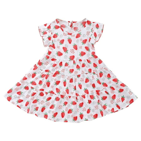 Kids Girls Dress Outfit Short Sleeve Princess Party Cute Fruit Ruffle Trim Toddler Cute Cartoon Soft Spring Summer Casual Gifts To Child
Kids Girls Dress Outfit Short Sleeve Princess Party Cute Fruit Ruffle Trim Toddler Cute Cartoon Soft Spring Summer Casual Gifts To Child
