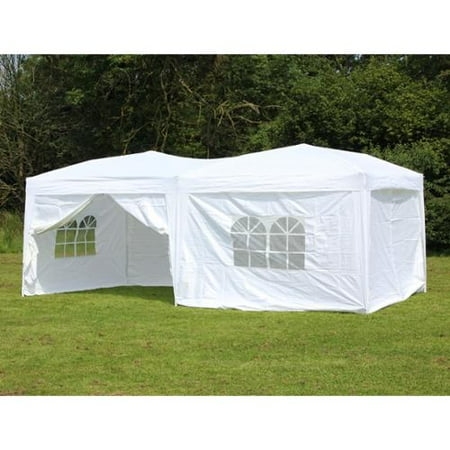 10 x 20 Palm Springs Pop Up WHITE Canopy Gazebo Party Tent with 6 Side Walls New