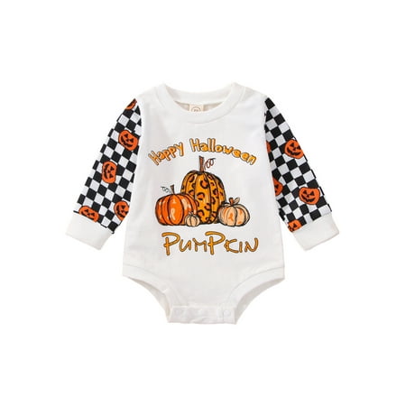 Baby Girls Boys Halloween Rompers Pumpkin Plaid Letter Print Long Sleeve Jumpsuits Casual Playsuit Top
Baby Girls Boys Halloween Rompers Pumpkin Plaid Letter Print Long Sleeve Jumpsuits Casual Playsuit Top