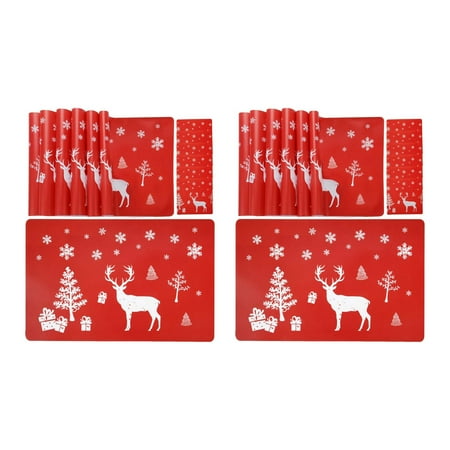 Christmas Placemat Washable Table Place Mat Sets of 12 Placemat & 12 Cup Mats Elk Christmas Tree Snowflake Printed
Christmas Placemat Washable Table Place Mat Sets of 12 Placemat & 12 Cup Mats Elk Christmas Tree Snowflake Printed