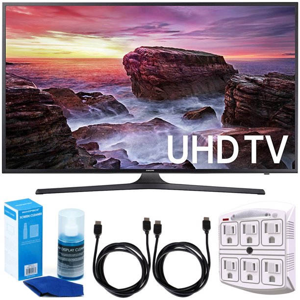Samsung UN40MU6290 6-Series Flat 39.9" LED 4K UHD Smart TV w/ Accessory Bundle includes TV, 6ft High Speed HDMI Cable x 2, Universal Screen Cleaner, and SurgePro 6 NT 750 Joule 6-Outlet Surge Adapter