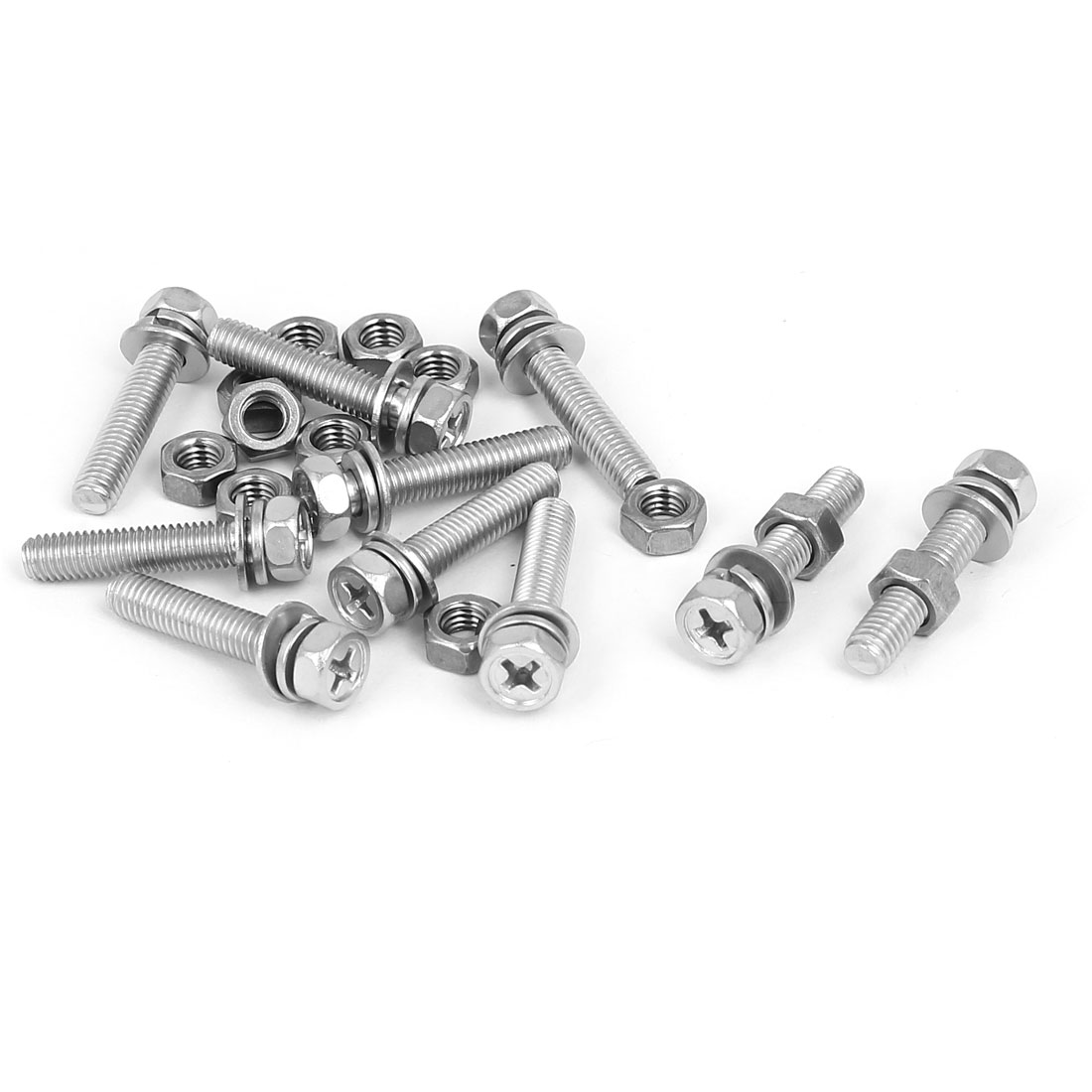 20pcs M8x40mm 8.8 Grade Yellow Zinc Plated Hex Head Bolt w Washer