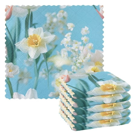 6 Pack Kitchen Dish Towels 11 Inch x 11 Inch Reusable Cleaning Cloths for Washing Dishes Dish Cloths for Drying Dishes Bouquet Of White Flowers
6 Pack Kitchen Dish Towels 11 Inch x 11 Inch Reusable Cleaning Cloths for Washing Dishes Dish Cloths for Drying Dishes Bouquet Of White Flowers