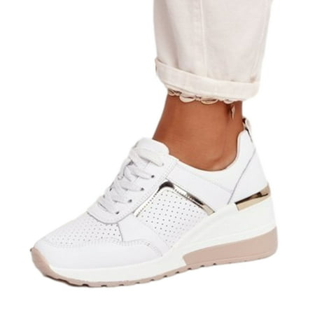 High Heeled Women Walking Shoes Casual Running Athletic Sneakers
