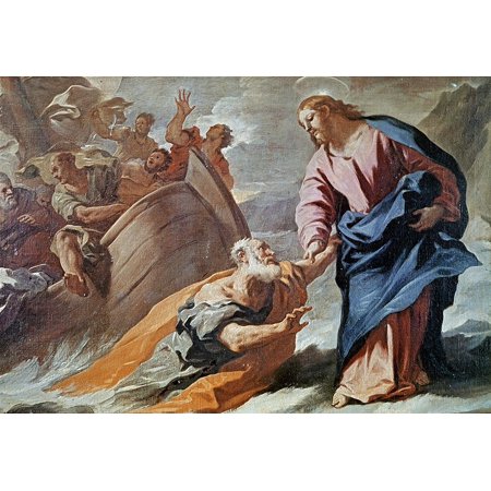 Jesus Holy Christ at the Sea Poster Print by Luca Giordano