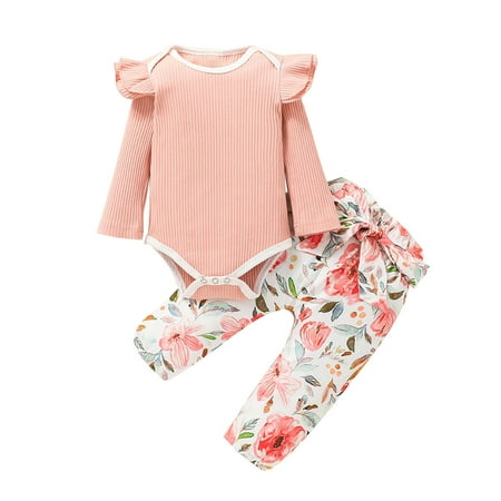 Infant Baby Girls Spring and Autumn Long Sleeve Pants Two Piece Set Versatile Solid Round Neck Flying Sleeve Romper Fashion Small Floral Print Pants Two Piece Set
Infant Baby Girls Spring and Autumn Long Sleeve Pants Two Piece Set Versatile Solid Round Neck Flying Sleeve Romper Fashion Small Floral Print Pants Two Piece Set