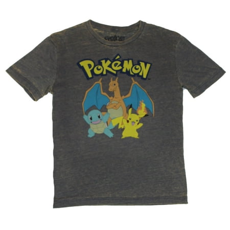 Pokemon Mens T-Shirt - Pikachu, Squirtle, and Chazar Happy Cartoon Trio (XX-Large)