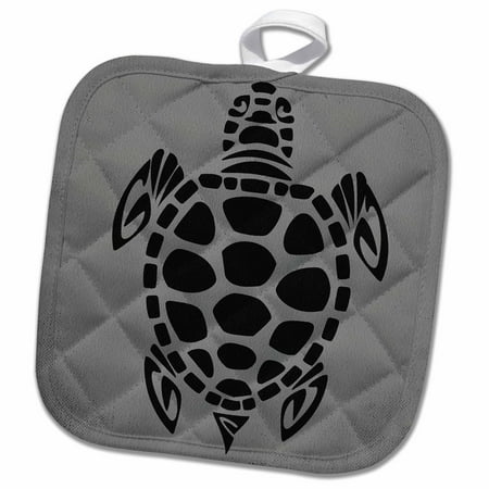 3dRose Turtle. Décor. Black and grey. - Pot Holder 8 by 8-inch