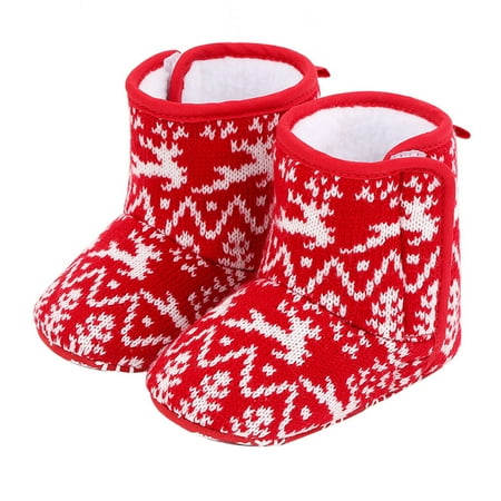 NUOLUX 1Pair Christmas Baby Cotton Boots Bottom Toddler Shoes Warm Infant Shoes