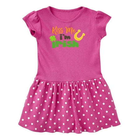 Inktastic Saint Patrick s Day Kiss Me I m Irish Clovers Gift Toddler Girl Dress