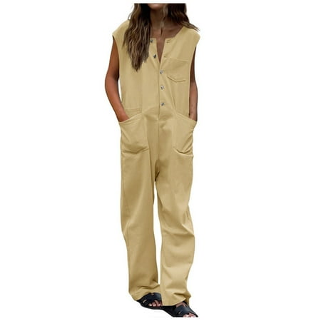 Wide Leg Jumpsuit Summer Solid Color Round Neck Sleeve Light Straight Jumpsuit Set Fashionable Loose Comfy Romper Solid Colour Comfy Rompers for Women 2024 Jump Suits for Women 2024
Wide Leg Jumpsuit Summer Solid Color Round Neck Sleeve Light Straight Jumpsuit Set Fashionable Loose Comfy Romper Solid Colour Comfy Rompers for Women 2024 Jump Suits for Women 2024