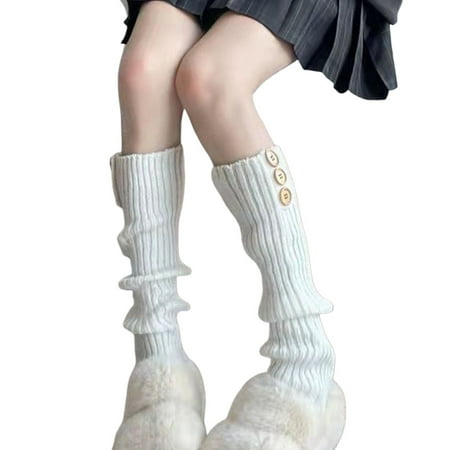 Women Ribbed Leg Warmers Winter Stacking Button Leg Warmers for Christmas Birthday Gift Black