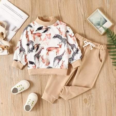 SYNPOS Toddler Baby Boy Fall Winter Clothes Animal Print Long Sleeve T Shirt + Elastic Waistband Pants Two Piece Set Outfit
SYNPOS Toddler Baby Boy Fall Winter Clothes Animal Print Long Sleeve T Shirt + Elastic Waistband Pants Two Piece Set Outfit