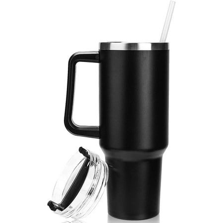 40 oz Tumbler with Handle Stainless Steel Insulated Travel Coffee Mug Double Wall Vacuum Straw for Ice Drinks & Hot Black
40 oz Tumbler with Handle Stainless Steel Insulated Travel Coffee Mug Double Wall Vacuum Straw for Ice Drinks & Hot Black