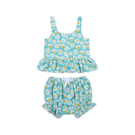 EYIIYE Baby Girls Summer Small Daisy Print Camisole Tops Shorts Set