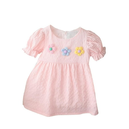 XIEULQP Summer Dress New Cute Flower Puff Sleeves Round Neck Girls Fashion Princess Dress Flower Girl Dress Pink
XIEULQP Summer Dress New Cute Flower Puff Sleeves Round Neck Girls Fashion Princess Dress Flower Girl Dress Pink