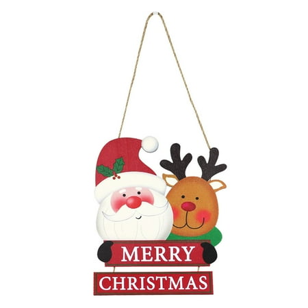 1pc Christmas Themed Pendant Xmas Style Hanging Decor Festival Doorplate Decor