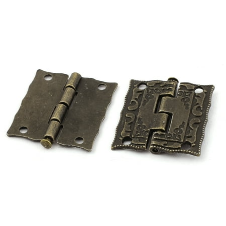 Antique Style Case Jewelry Box Door Cabinet Butt Hinges Bronze Tone 2PCS