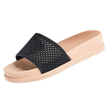 

Gzea Womans Slippers Open Toe Platform Summer Sandal Hollow Out Slide Roman Women Newest Slippers Black 40
