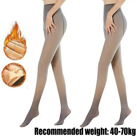 QingY-2PCS Women s Wool Translucent Warm Fleece Pantyhose 320g