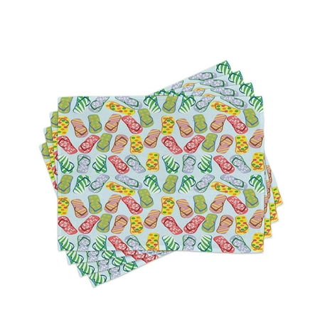 Slippers with Hibiscus Flowers Palm Tree Leaves and Polka Dot Pattern Washable Fabric Placemats for Dining Table Standard Size Yellow Blue
Slippers with Hibiscus Flowers Palm Tree Leaves and Polka Dot Pattern Washable Fabric Placemats for Dining Table Standard Size Yellow Blue