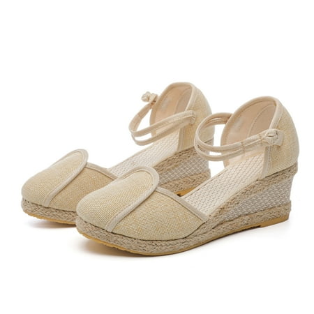 XIAQUJ Leisure Women Summer Weave Wedges Breathable Elastic Band Round Toe Sandals Comfortable Beach Shoes Sandals for Women Beige 7(38)
XIAQUJ Leisure Women Summer Weave Wedges Breathable Elastic Band Round Toe Sandals Comfortable Beach Shoes Sandals for Women Beige 7(38)